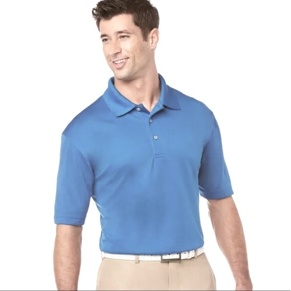 NWT PGA TOUR DRY SOLID MESH SHORT SLEEVE GOLF POLO SHIRT blue Mens size M - Picture 1 of 9